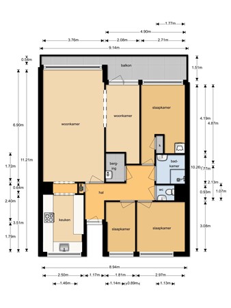 Floorplan - Stadhoudersring 132, 2713 GG Zoetermeer